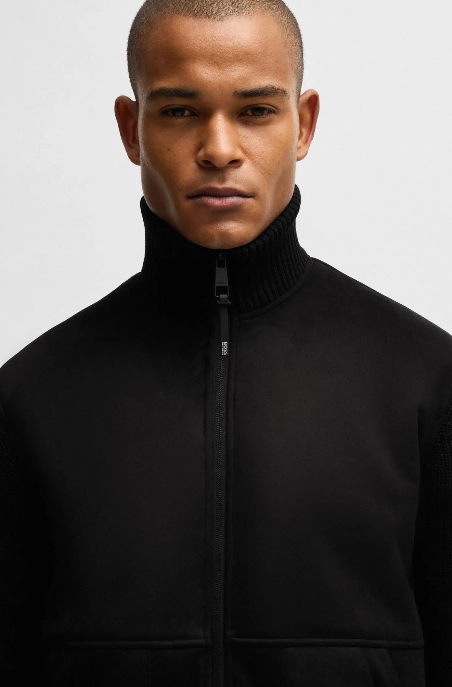 Reitsport-Jacke aus Veloursleder-Imitat mit Strickbündchen