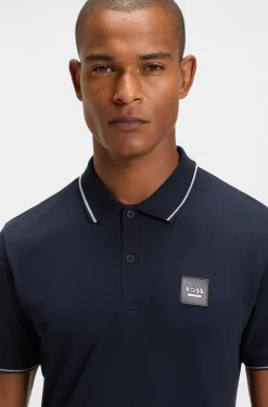 Reitsport-Polohemd aus Stretch-Baumwolle mit Logo-Aufnäher