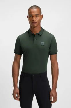 Reitsport-Polohemd aus Stretch-Baumwolle mit Logo-Aufnäher