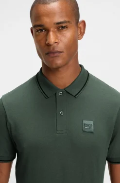 Reitsport-Polohemd aus Stretch-Baumwolle mit Logo-Aufnäher