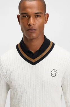 Reitsport-Pullover aus Baumwolle mit Zopfmuster