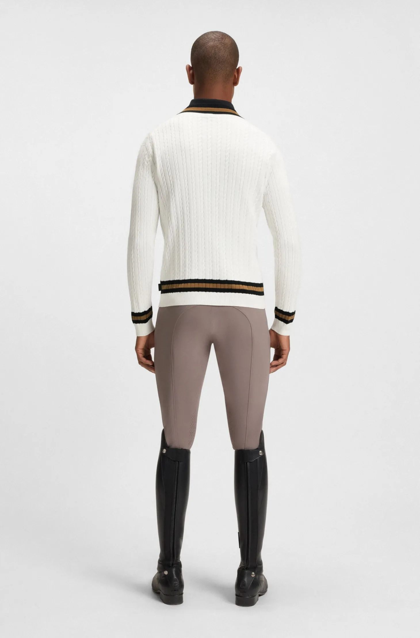 Reitsport-Pullover aus Baumwolle mit Zopfmuster