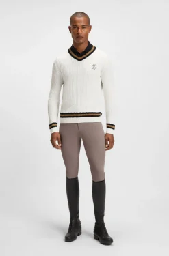 Reitsport-Pullover aus Baumwolle mit Zopfmuster