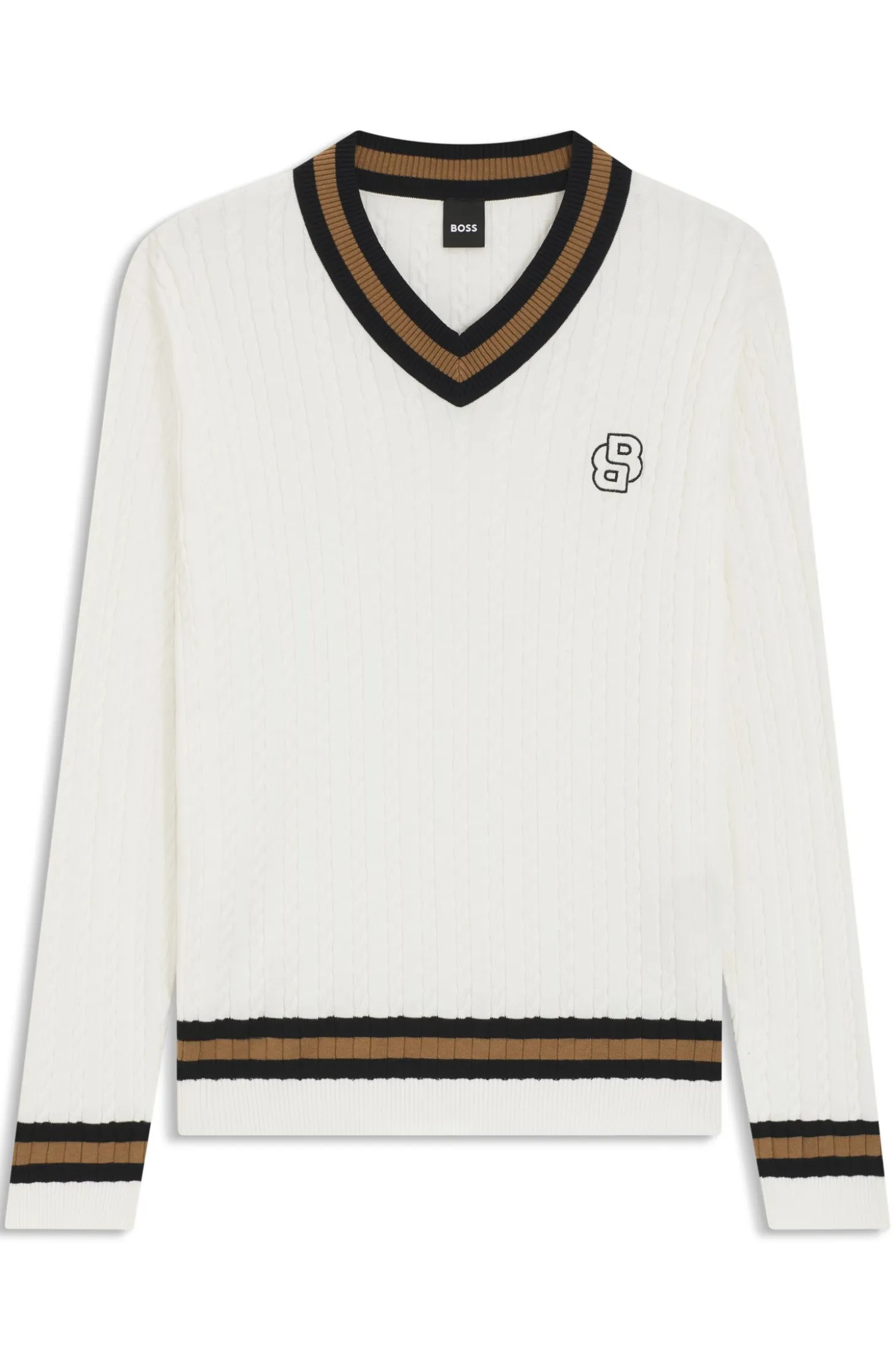 Reitsport-Pullover aus Baumwolle mit Zopfmuster
