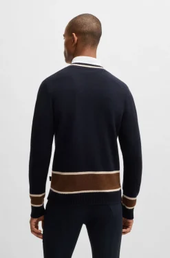 Reitsport-Pullover aus Wolle mit Kaschmir und V-Ausschnitt