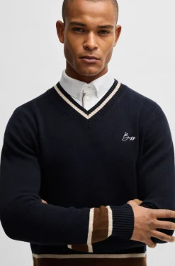 Reitsport-Pullover aus Wolle mit Kaschmir und V-Ausschnitt