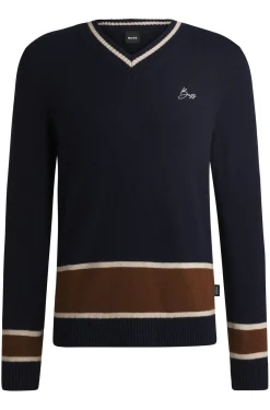 Reitsport-Pullover aus Wolle mit Kaschmir und V-Ausschnitt