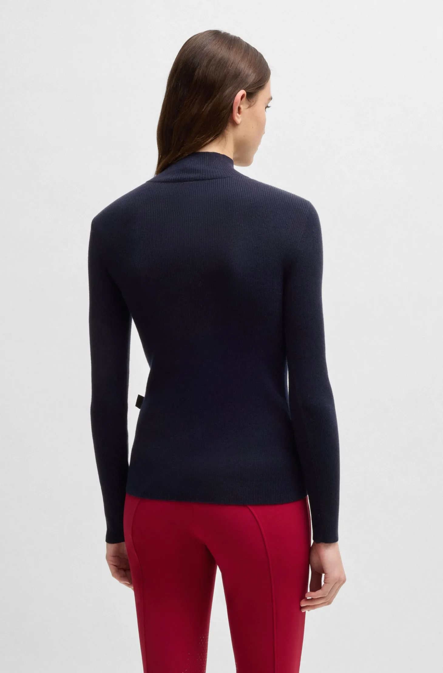 Reitsport-Pullover mit Rippstruktur und Troyerkragen