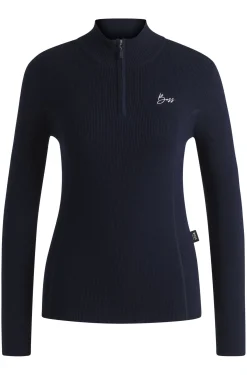Reitsport-Pullover mit Rippstruktur und Troyerkragen