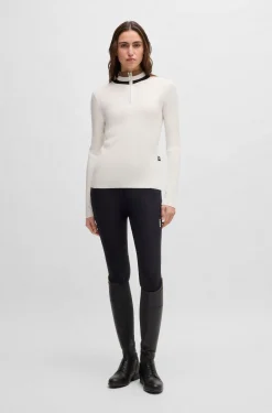 Reitsport-Pullover mit Rippstruktur und Troyerkragen