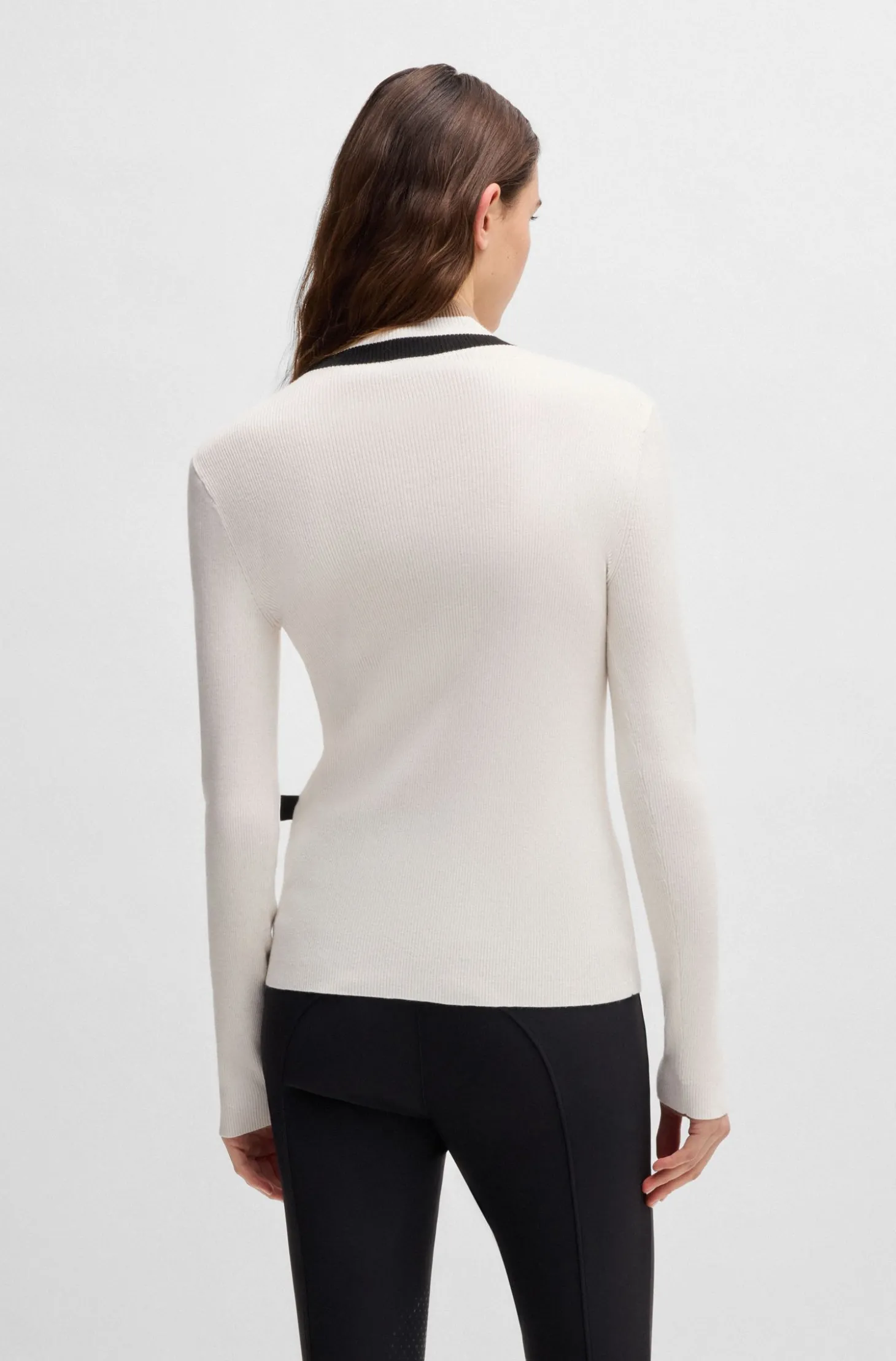 Reitsport-Pullover mit Rippstruktur und Troyerkragen