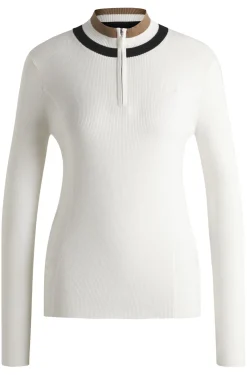 Reitsport-Pullover mit Rippstruktur und Troyerkragen