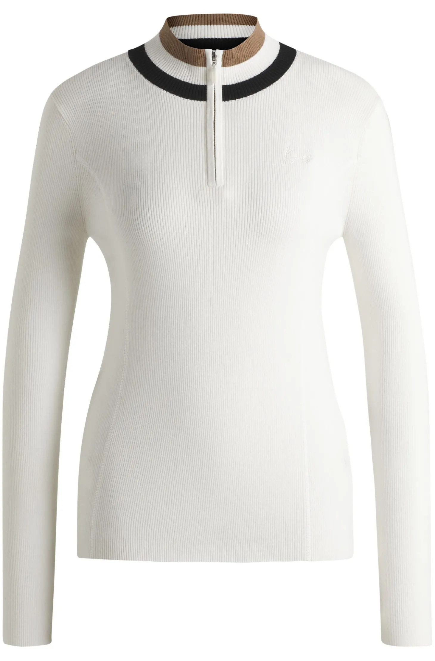 Reitsport-Pullover mit Rippstruktur und Troyerkragen