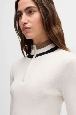 Reitsport-Pullover mit Rippstruktur und Troyerkragen