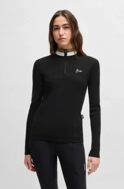Reitsport-Pullover mit Rippstruktur und Troyerkragen