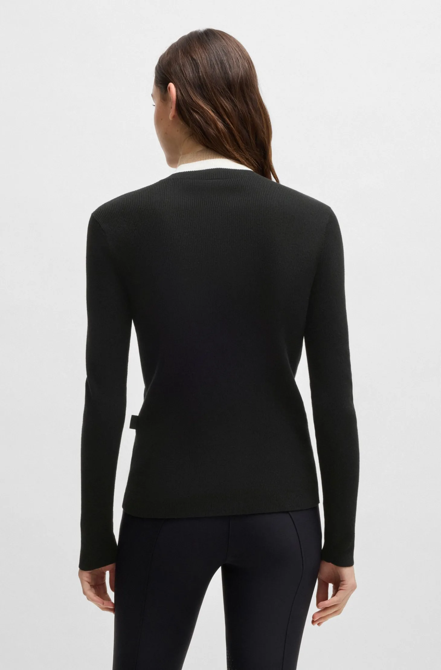 Reitsport-Pullover mit Rippstruktur und Troyerkragen