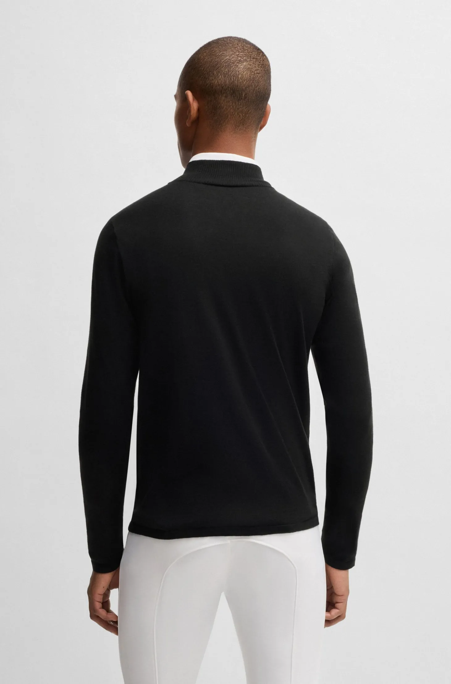 Reitsport-Pullover mit Troyerkragen und Logo-Aufnäher