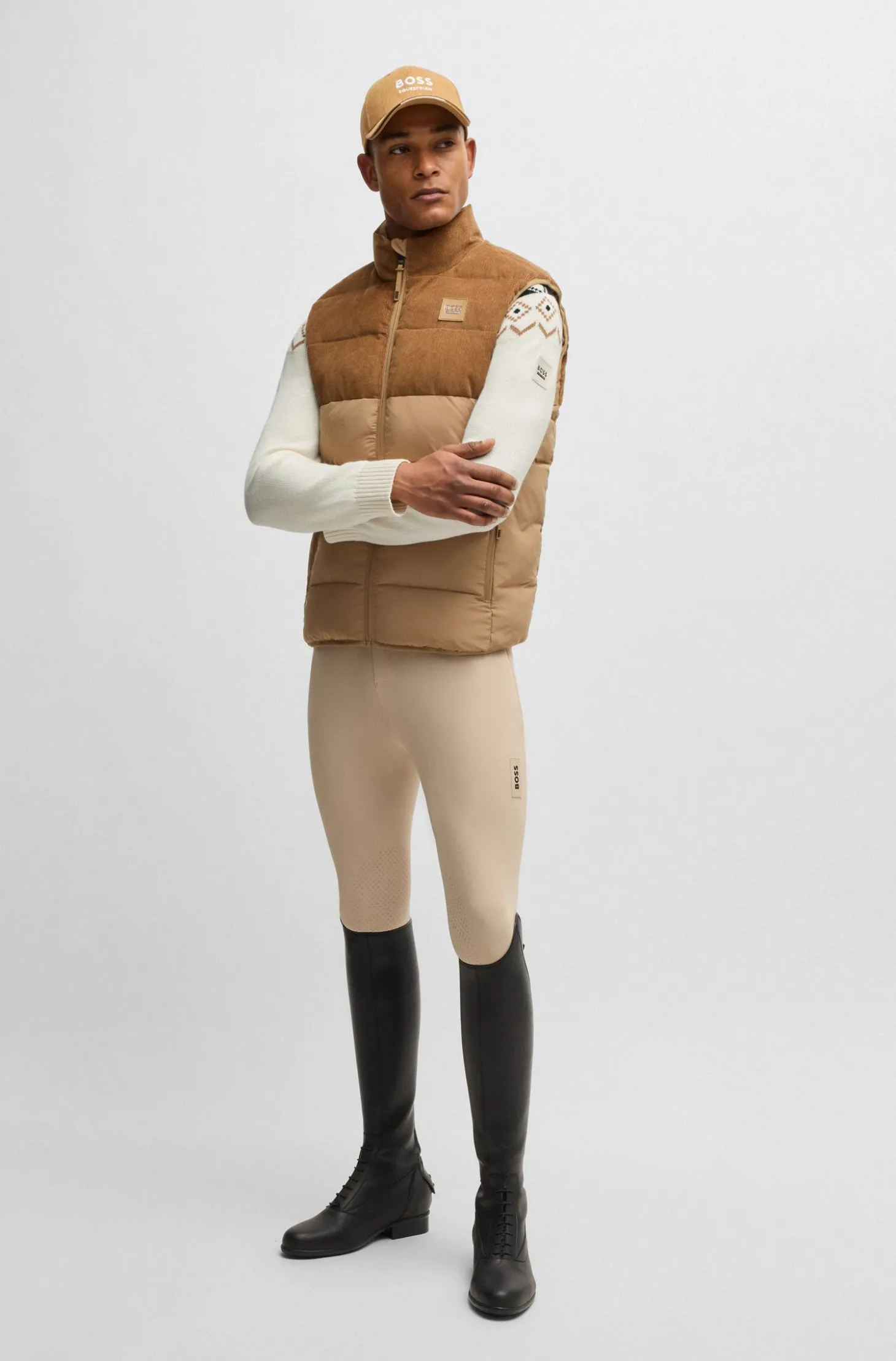 Reitsport-Pullover mit Troyerkragen und Strickmuster