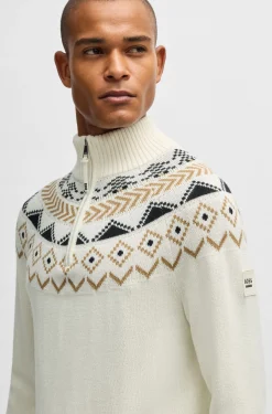 Reitsport-Pullover mit Troyerkragen und Strickmuster