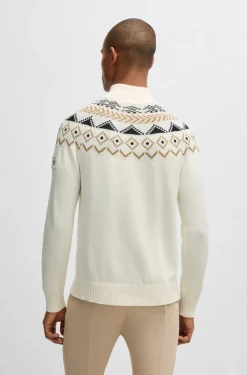 Reitsport-Pullover mit Troyerkragen und Strickmuster