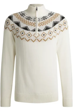 Reitsport-Pullover mit Troyerkragen und Strickmuster