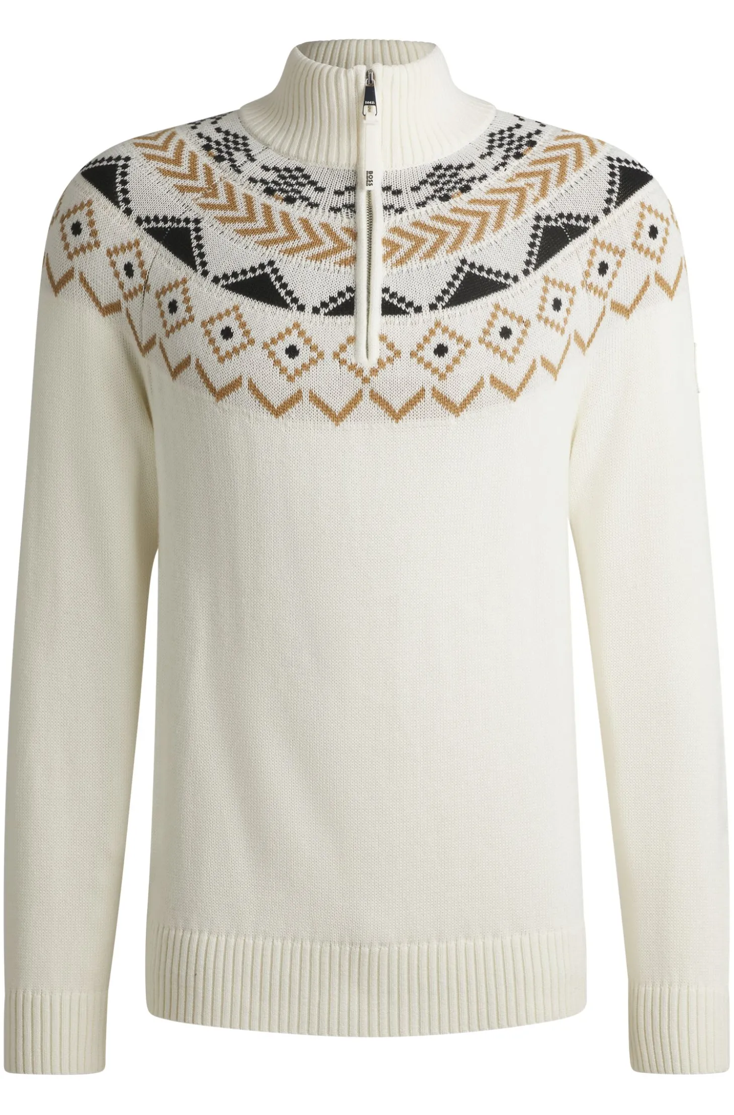 Reitsport-Pullover mit Troyerkragen und Strickmuster
