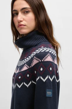 Reitsport-Rollkragenpullover mit Strickmuster