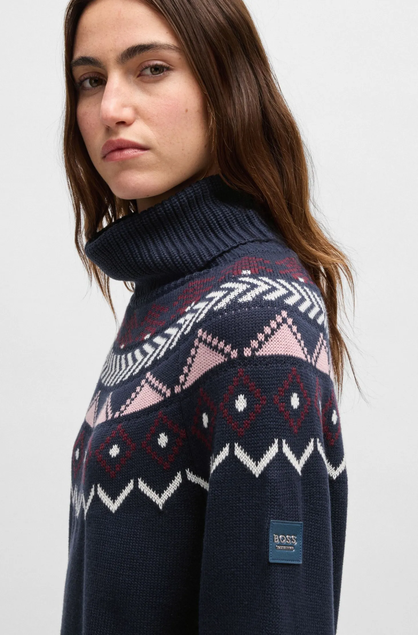 Reitsport-Rollkragenpullover mit Strickmuster