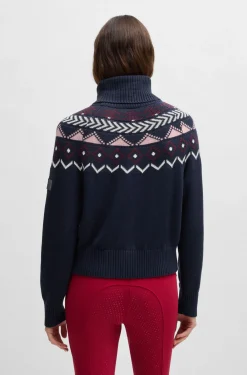 Reitsport-Rollkragenpullover mit Strickmuster