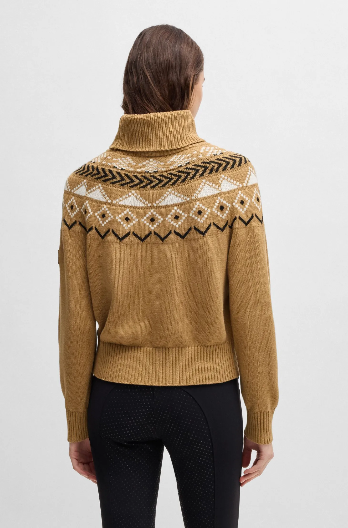 Reitsport-Rollkragenpullover mit Strickmuster