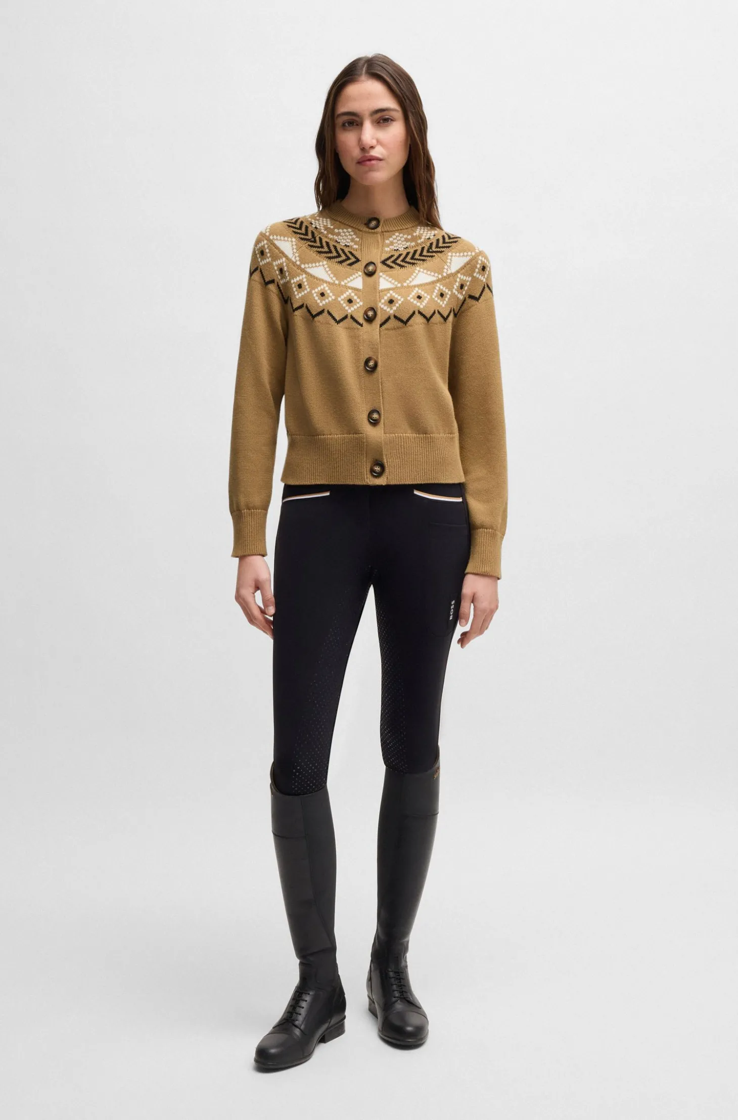 Reitsport-Strickjacke mit Strickmuster