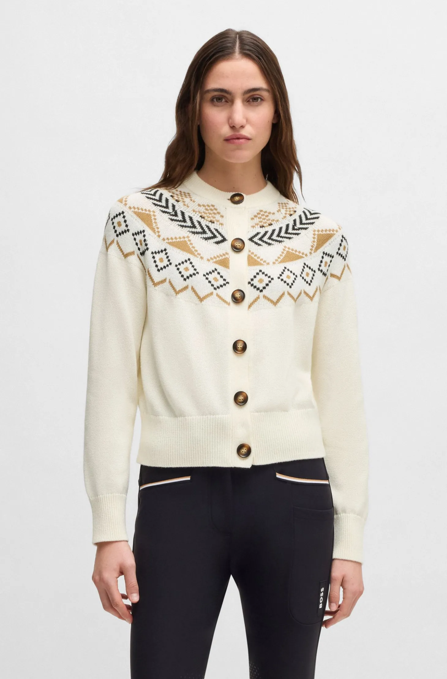 Reitsport-Strickjacke mit Strickmuster