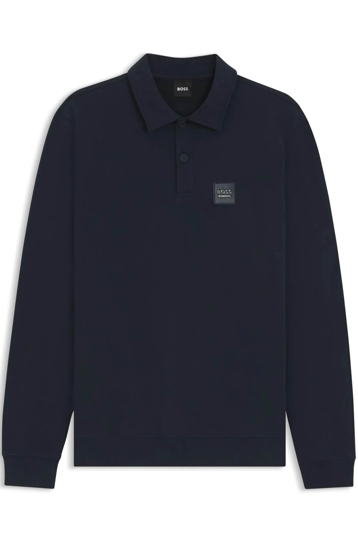 Reitsport-Strick-Poloshirt aus Stretch-Baumwolle mit Logo-Patch