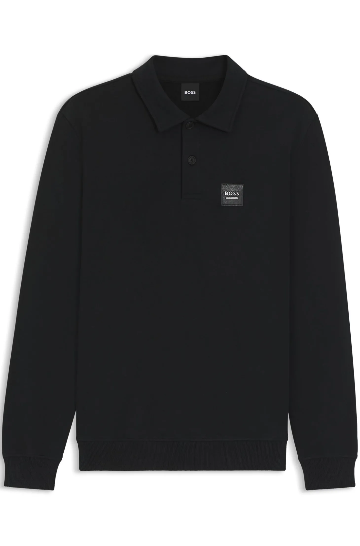 Reitsport-Strick-Poloshirt aus Stretch-Baumwolle mit Logo-Patch