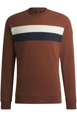 Reitsport-Sweatshirt aus Stretch-Baumwolle mit Blockstreifen