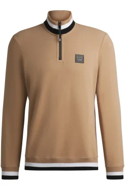 Reitsport-Sweatshirt aus Stretch-Baumwolle mit Troyerkragen