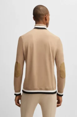 Reitsport-Sweatshirt aus Stretch-Baumwolle mit Troyerkragen