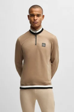 Reitsport-Sweatshirt aus Stretch-Baumwolle mit Troyerkragen