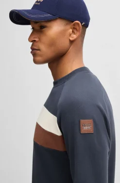 Reitsport-Sweatshirt aus Stretch-Baumwolle mit Blockstreifen