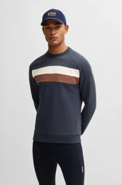 Reitsport-Sweatshirt aus Stretch-Baumwolle mit Blockstreifen