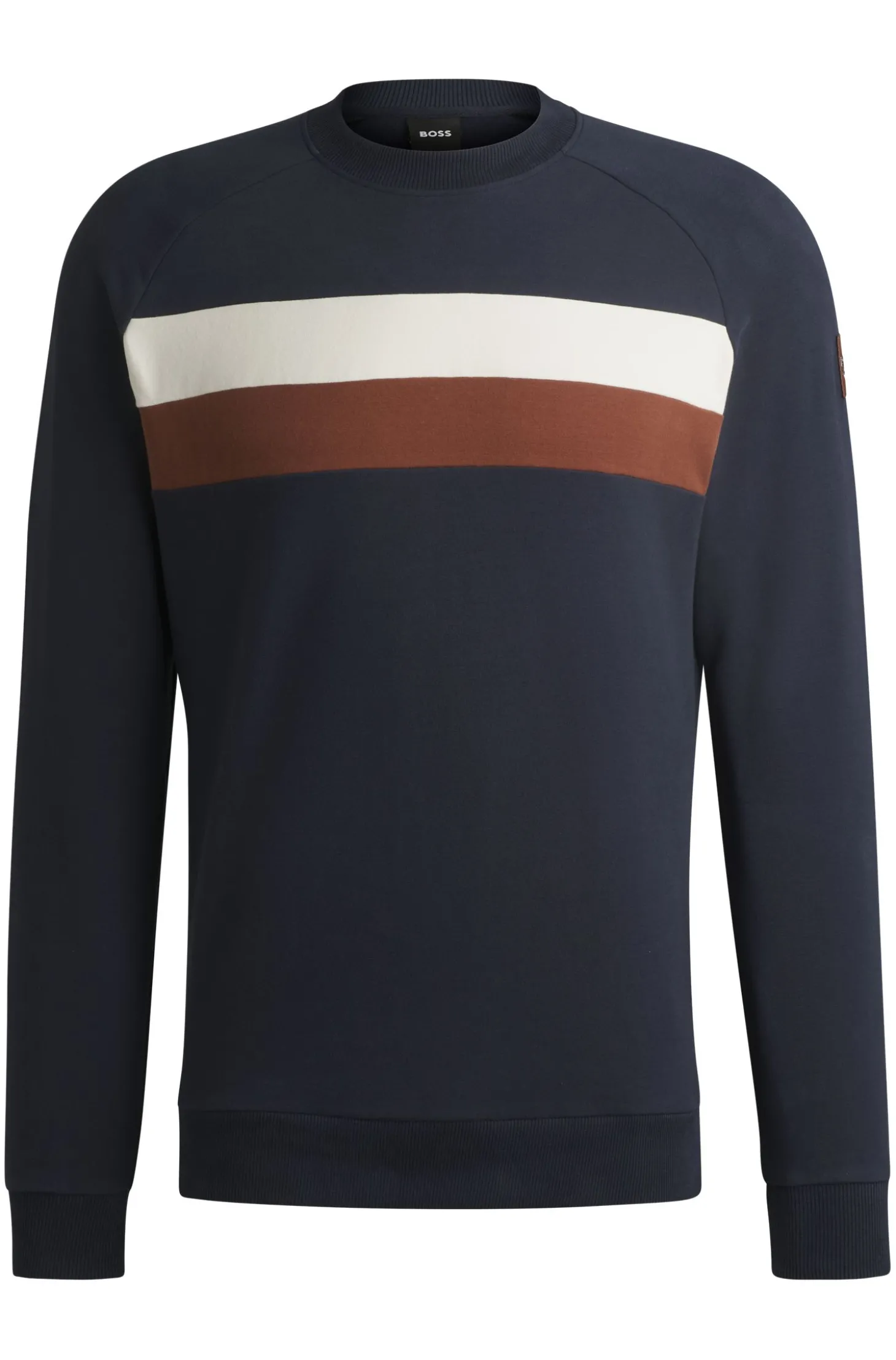 Reitsport-Sweatshirt aus Stretch-Baumwolle mit Blockstreifen