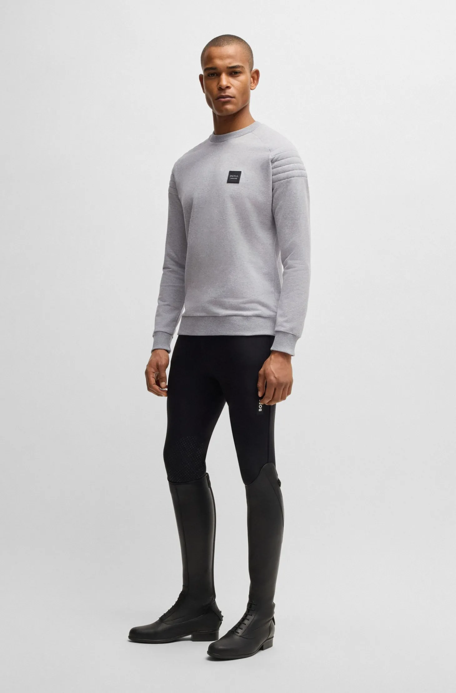 Reitsport-Sweatshirt aus Stretch-Baumwolle mit Schulternähten