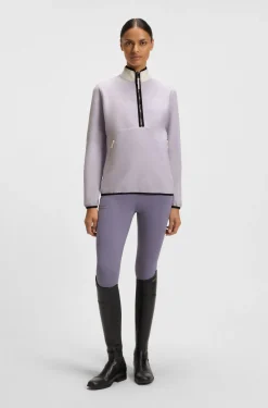 Reitsport-Sweatshirt aus Stretch-Baumwolle mit kurzem Reißverschluss