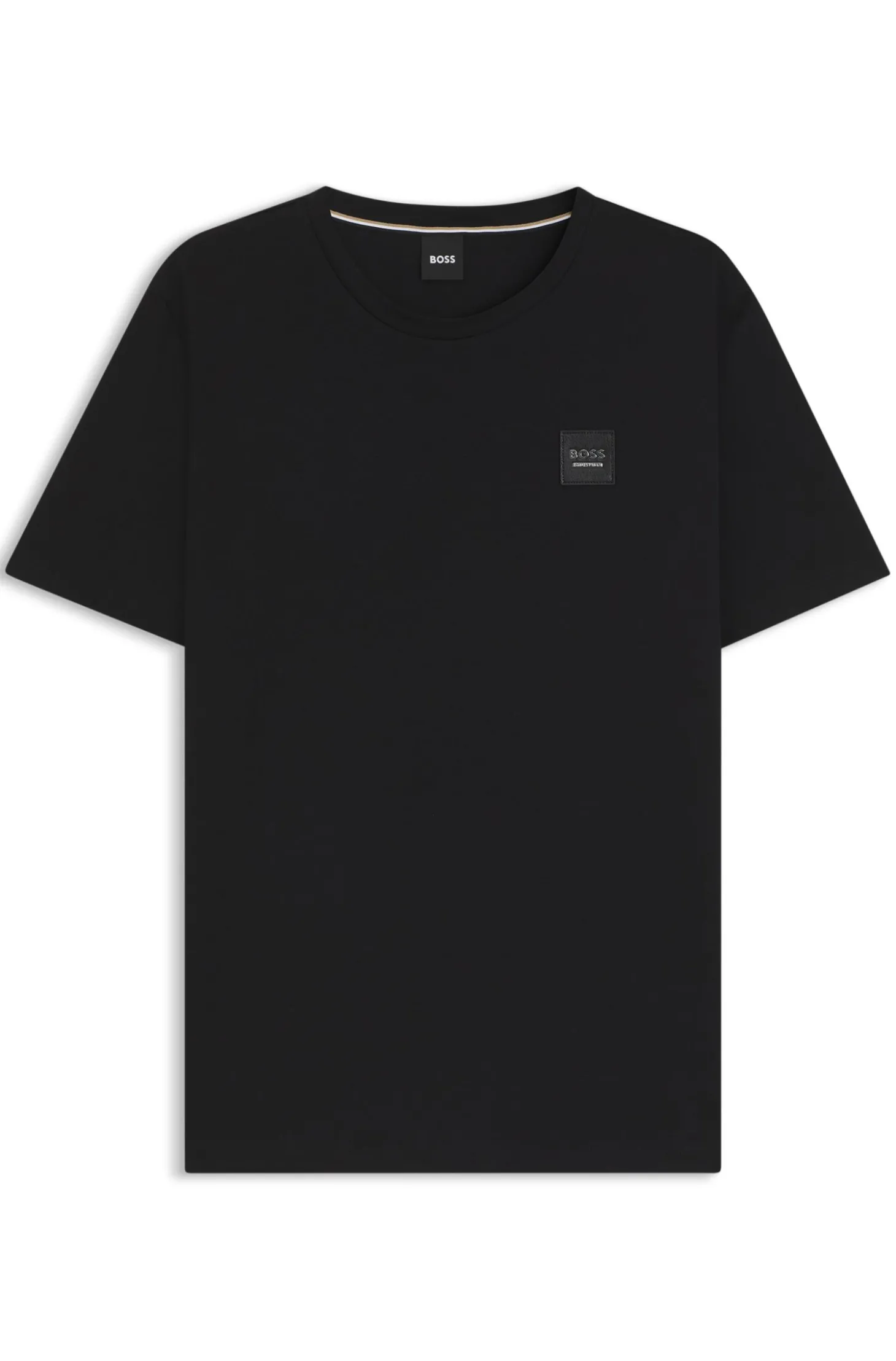 Reitsport-T-Shirt aus Stretch-Baumwolle mit Logo-Patch