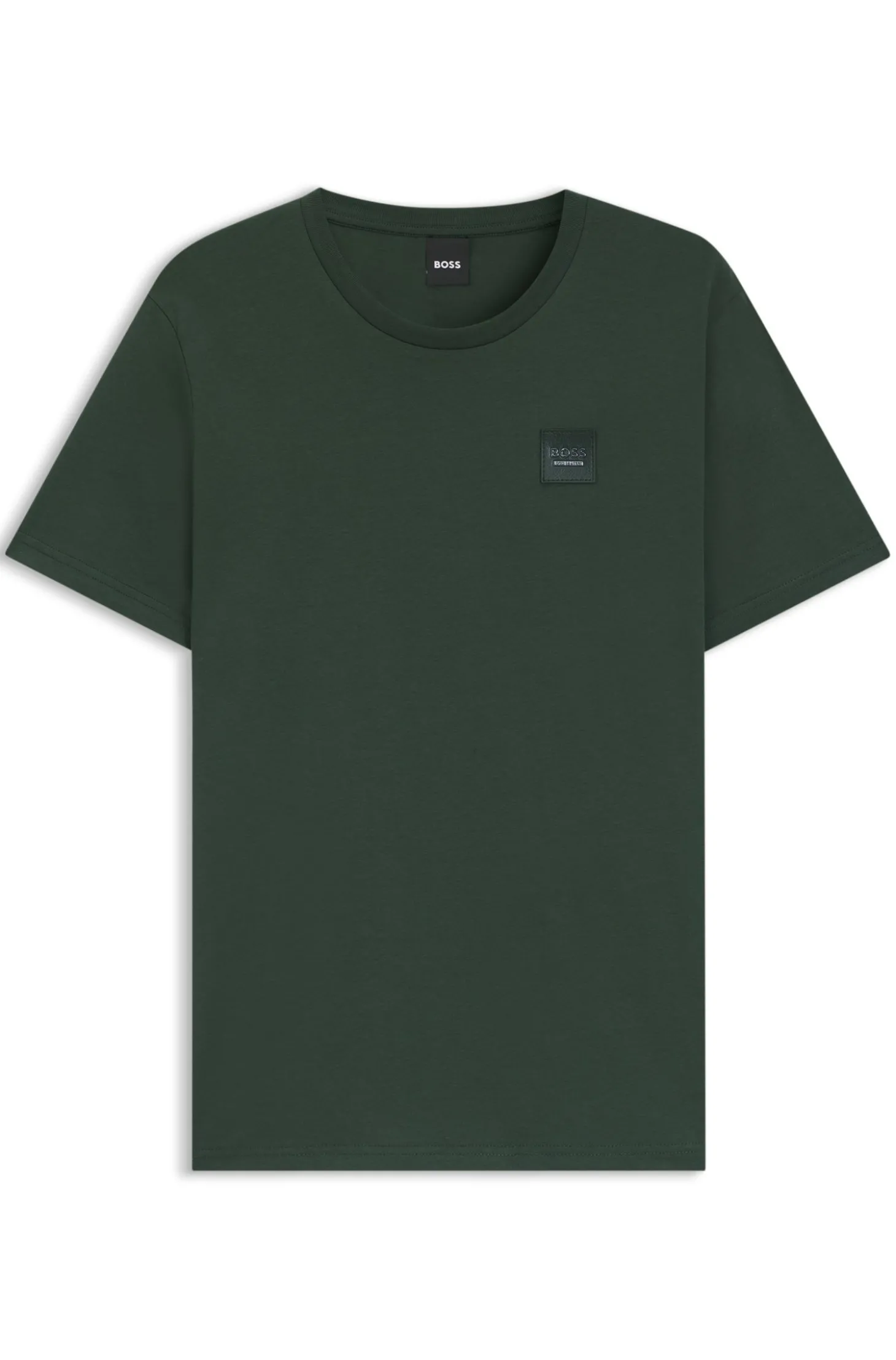 Reitsport-T-Shirt aus Stretch-Baumwolle mit Logo-Patch