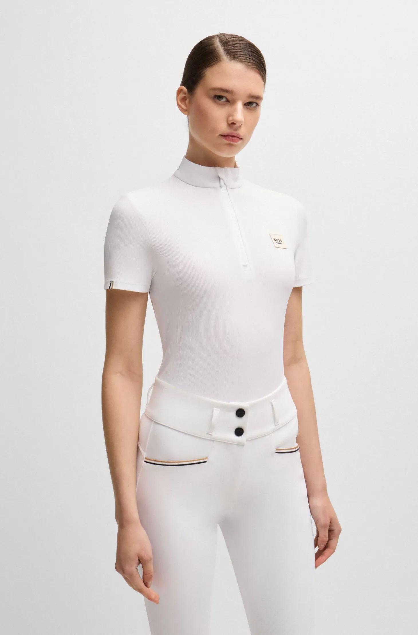 Reitsport-Turniershirt aus geripptem Stretch-Gewebe