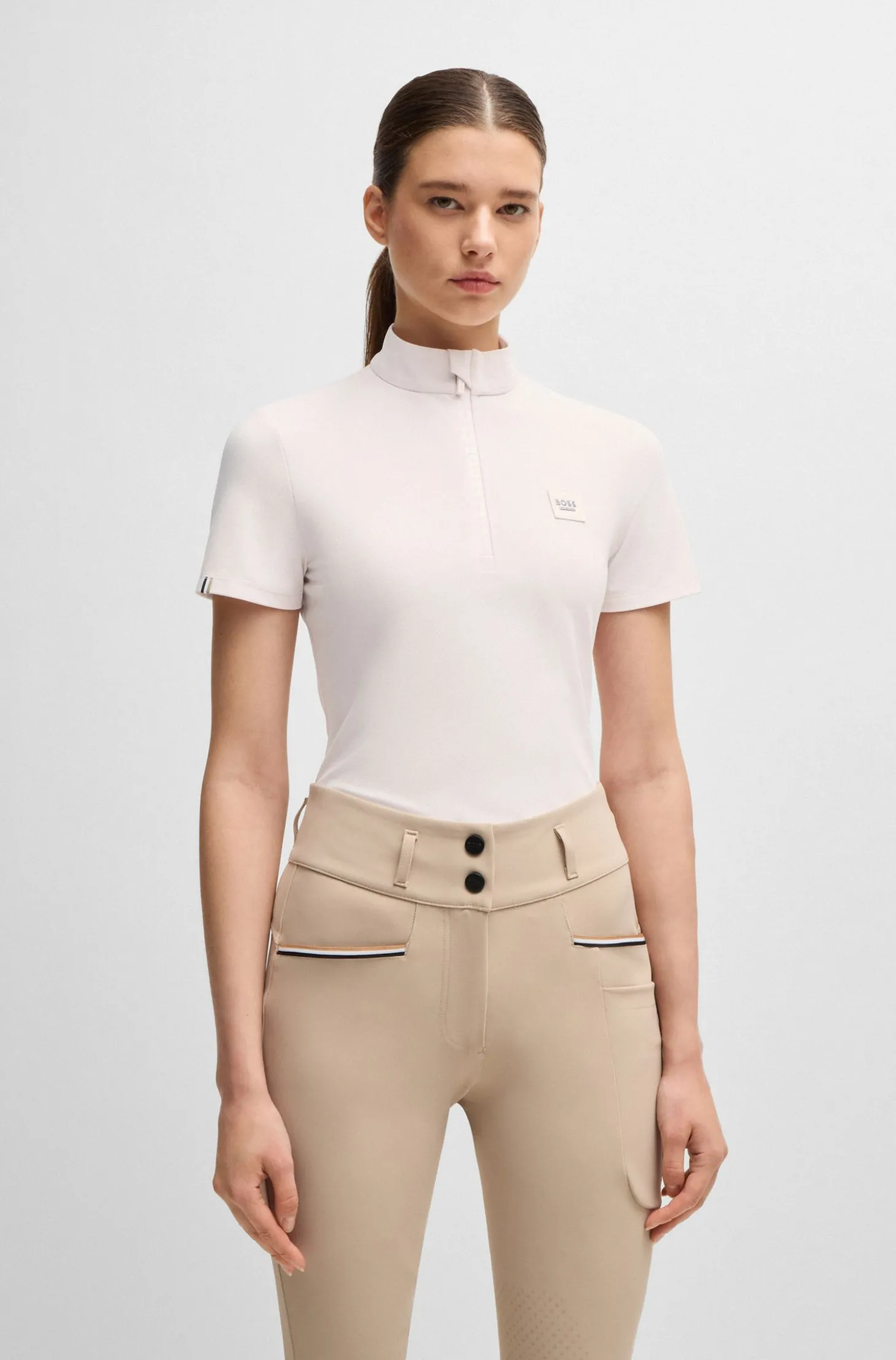 Reitsport-Turniershirt aus geripptem Stretch-Gewebe