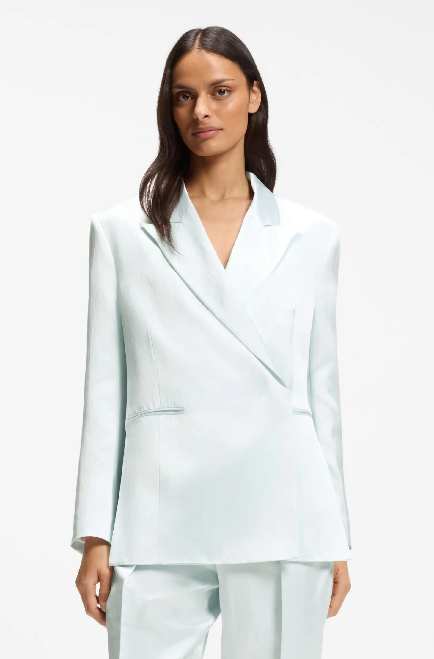 Relaxed-Fit Blazer aus Satin mit verdecktem Verschluss