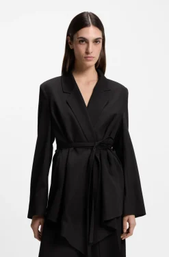 Relaxed-Fit Blazer aus Woll-Mix mit Gabardine-Struktur