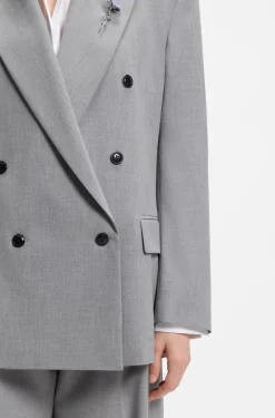 Relaxed-Fit Blazer mit Blumenbrosche aus Emaille